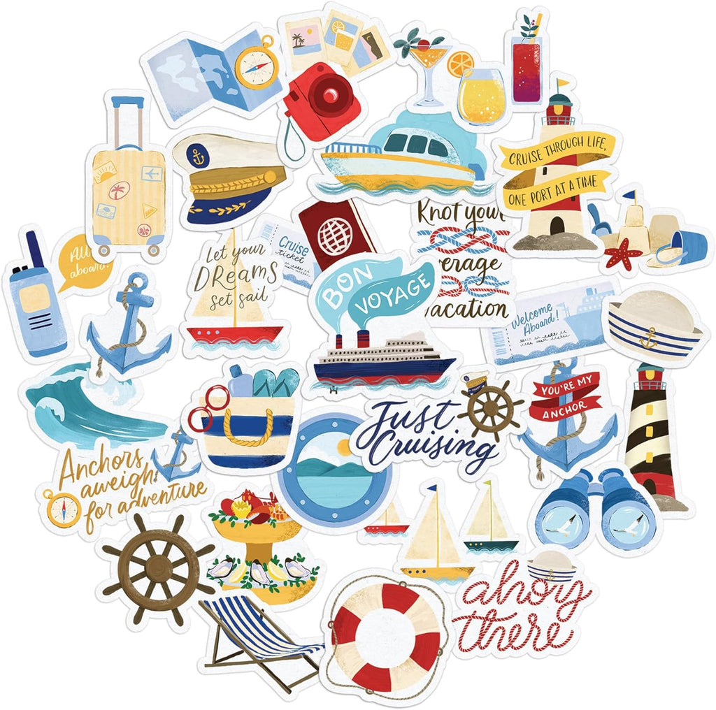 Navy Peony Relaxing Cruise Travel Stickers (30pcs)