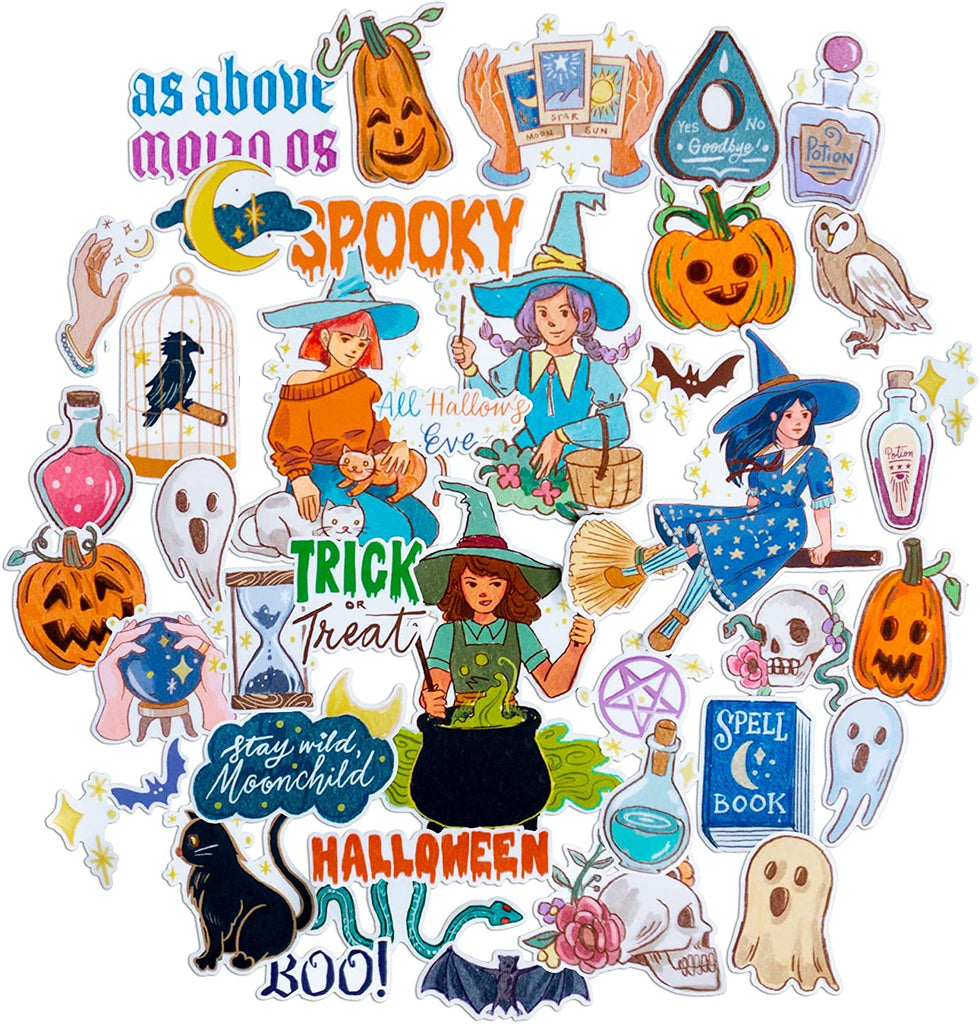 Navy Peony Enchanted Witch Halloween Sticker Set (42 pcs)