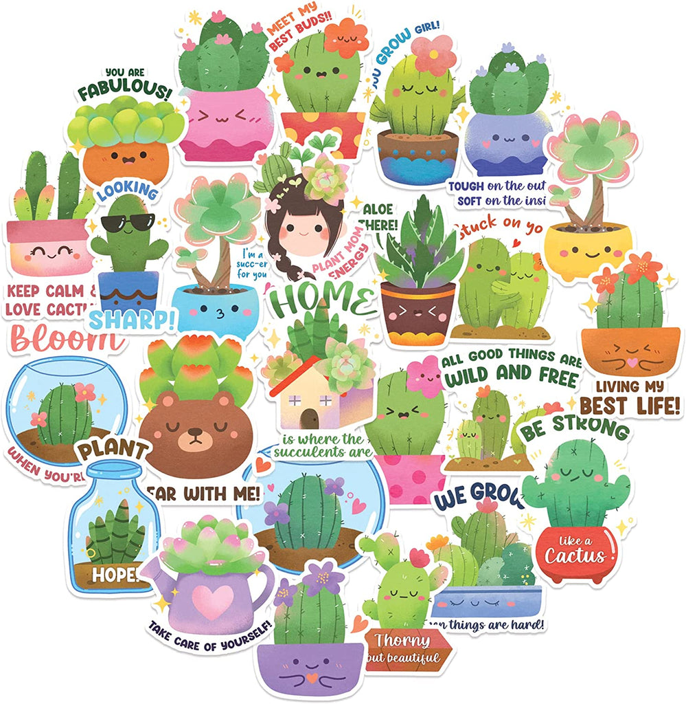 Lovable Cactus and Succulent Stickers (25 pcs)