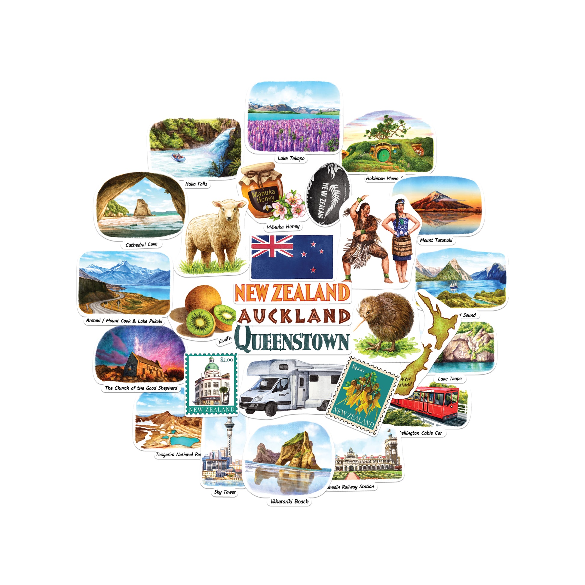 Tranquil New Zealand Statement Stickers (28pcs)