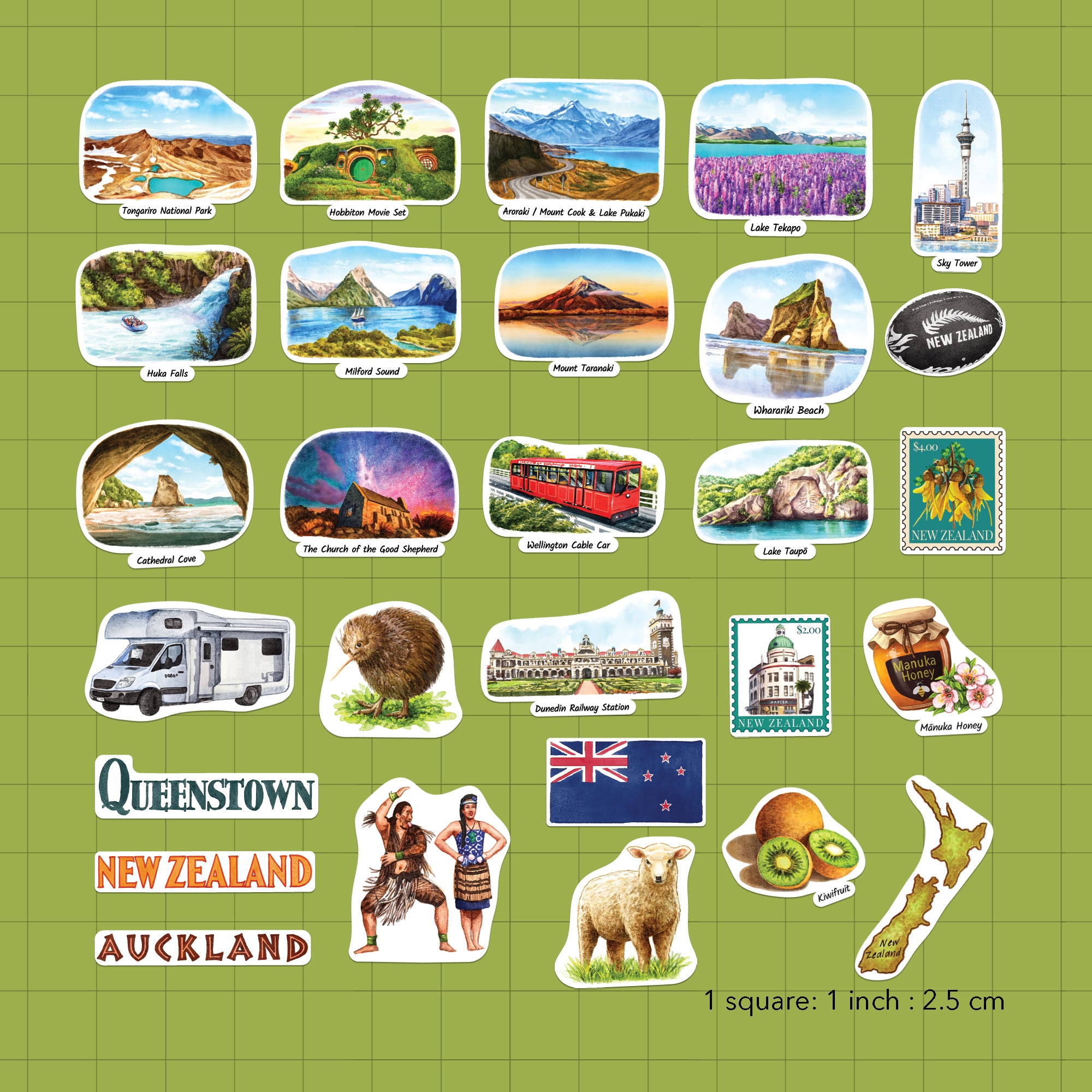 Tranquil New Zealand Statement Stickers (28pcs)