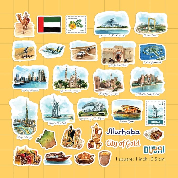 Futuristic Dubai Travel Stickers (30pcs)