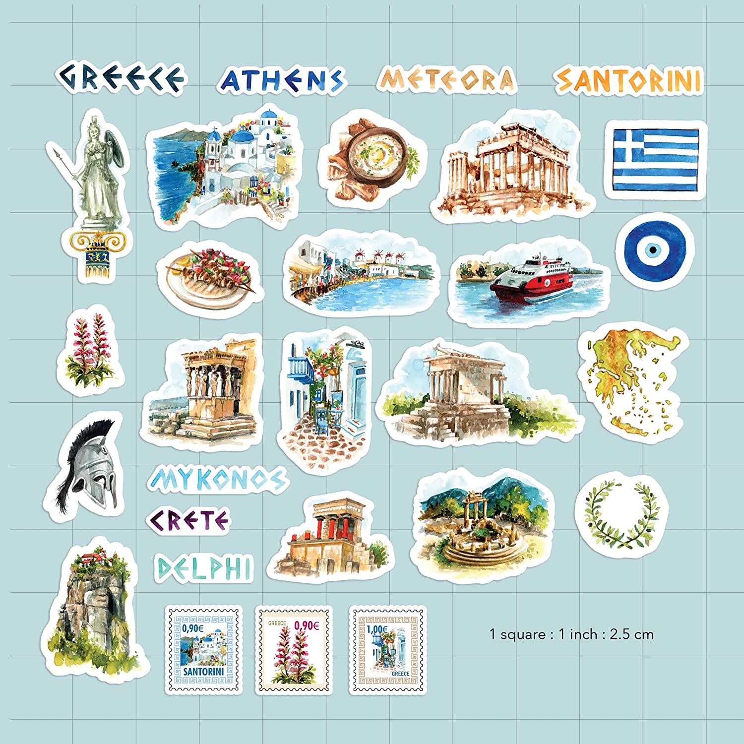Idyllic Greece Travel Stickers (29 Pieces)