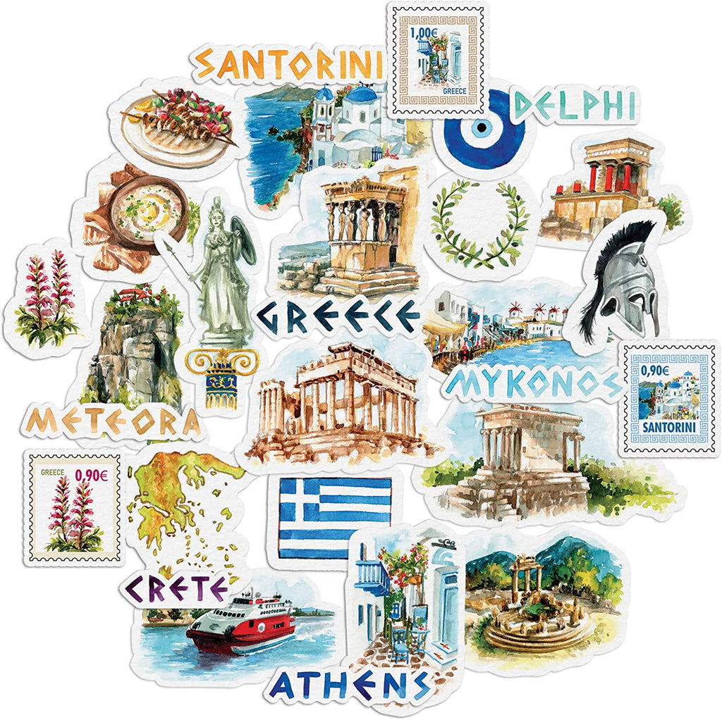 25 Pieces Greece Travel Stickers Perfect for Scrapbooking, Journal