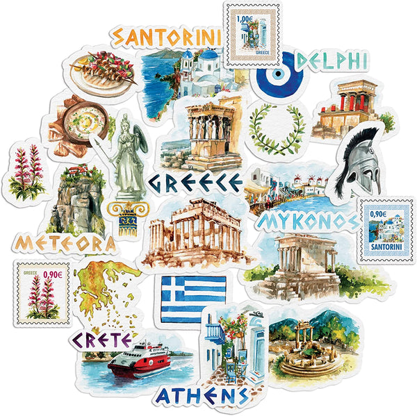 Navy Peony Idyllic Greece Travel Stickers (29 Pieces)