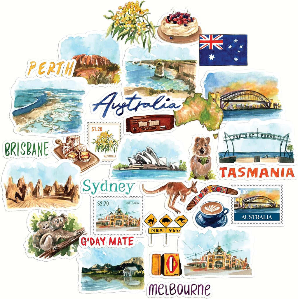 Navy Peony Outback Australia Travel Stickers (32pcs)