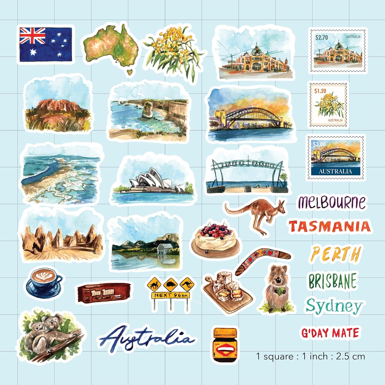 Outback Australia Travel Stickers (32pcs)