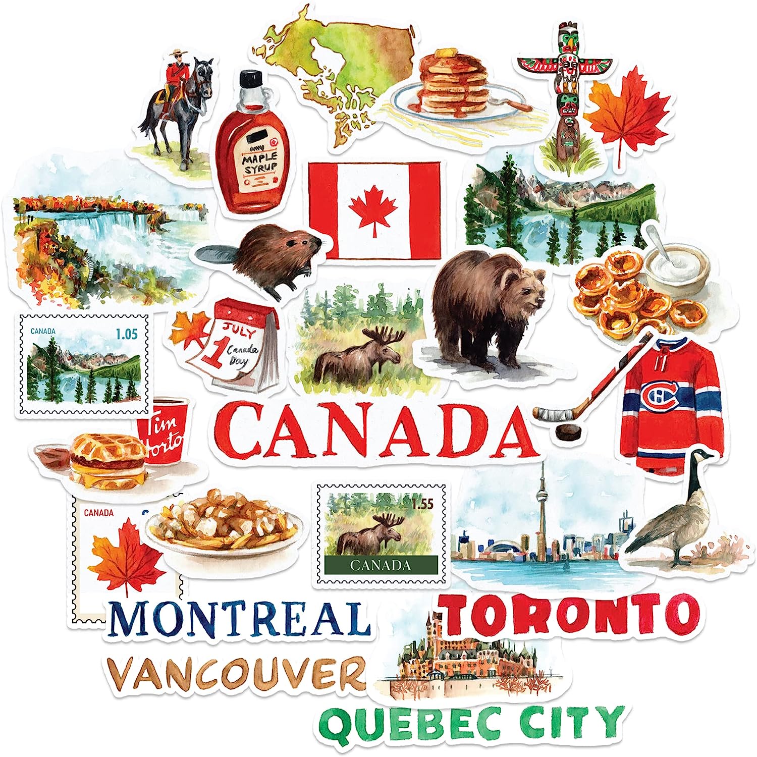 Breathtaking Canada Travel Stickers (29 Pieces)
