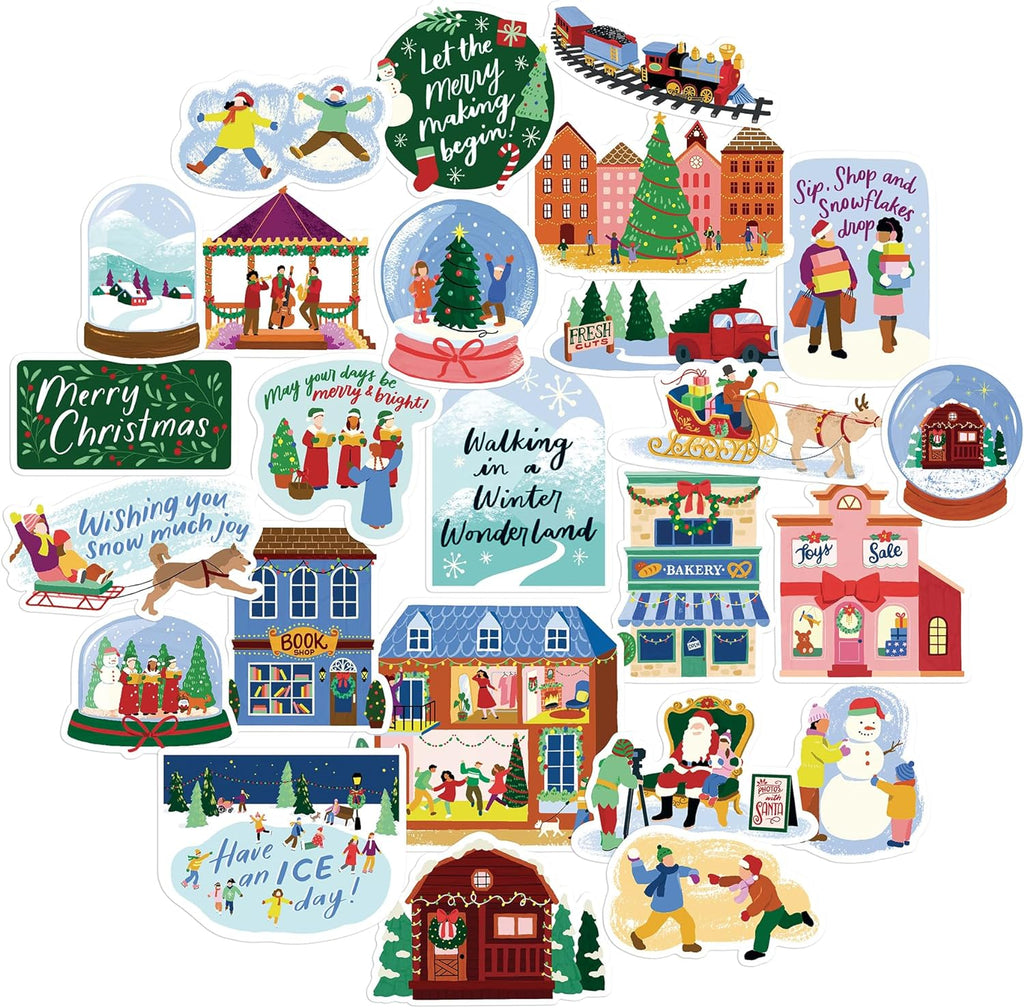 Navy Peony Magical Christmas Village Stickers (25pcs)