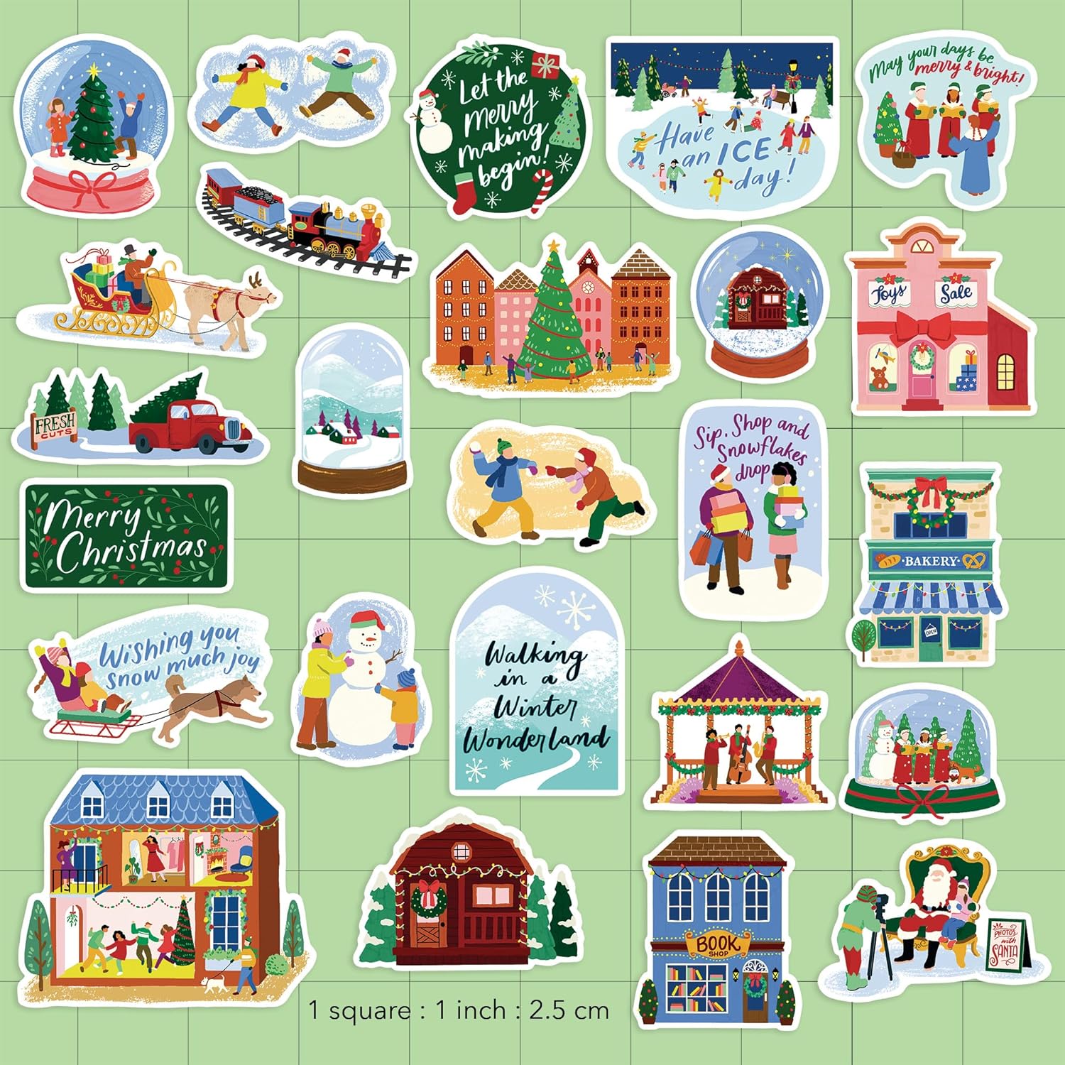 Magical Christmas Village Stickers (25pcs)