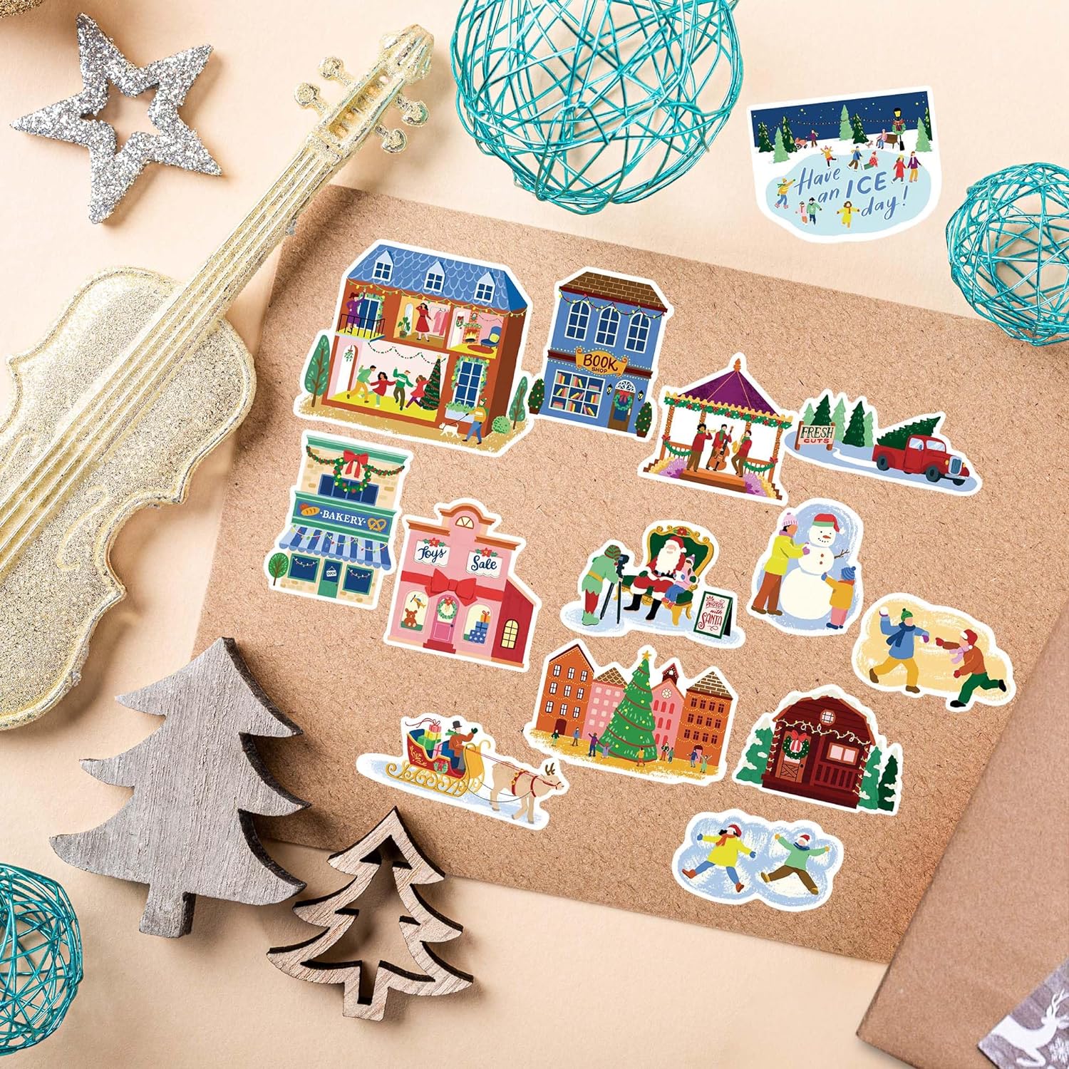 Magical Christmas Village Stickers (25pcs)