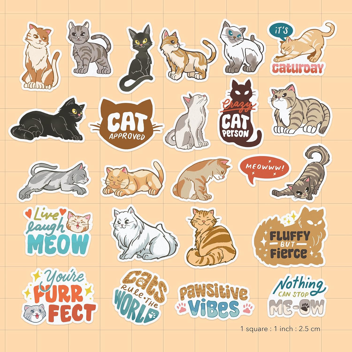 Curious Cat Stickers (24 Pieces)