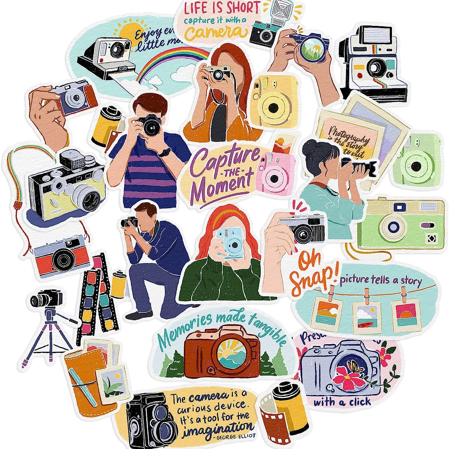Chic Camera Photography Stickers (27 Pieces)
