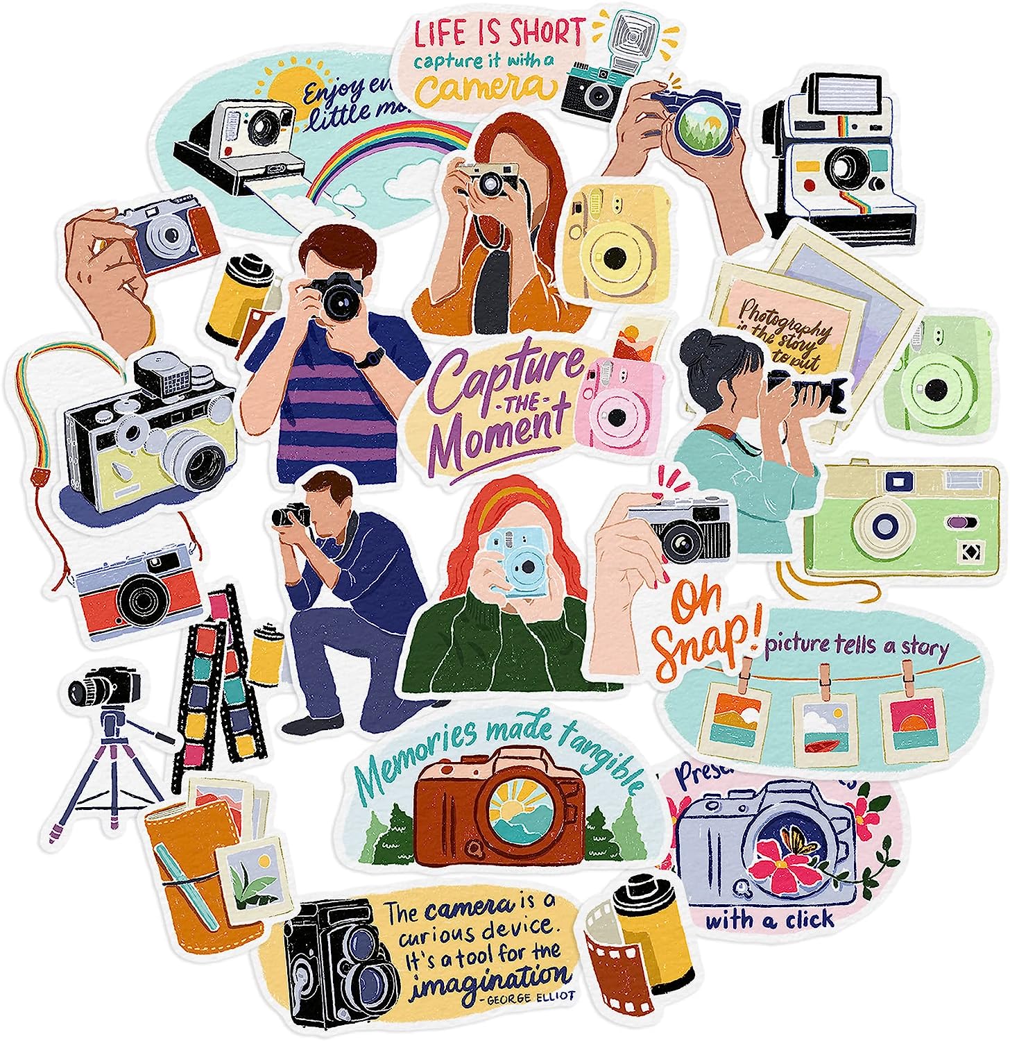 Chic Camera Photography Stickers (27 Pieces)