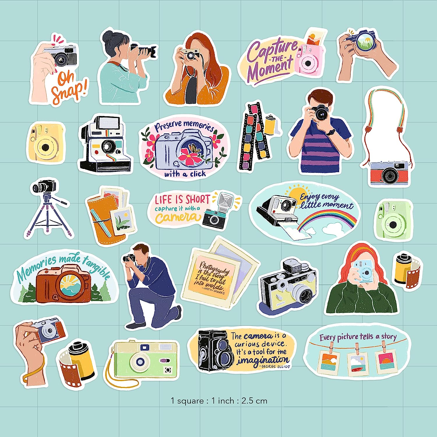 Chic Camera Photography Stickers (27 Pieces)