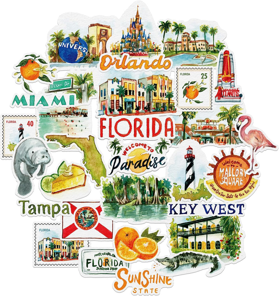 Navy Peony Retro Florida State Stickers (31 Pieces)
