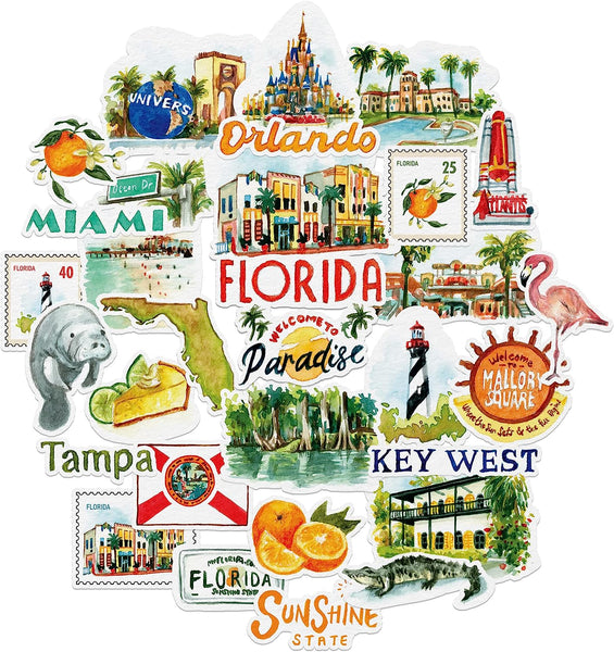 Retro Florida State Stickers (31 Pieces)