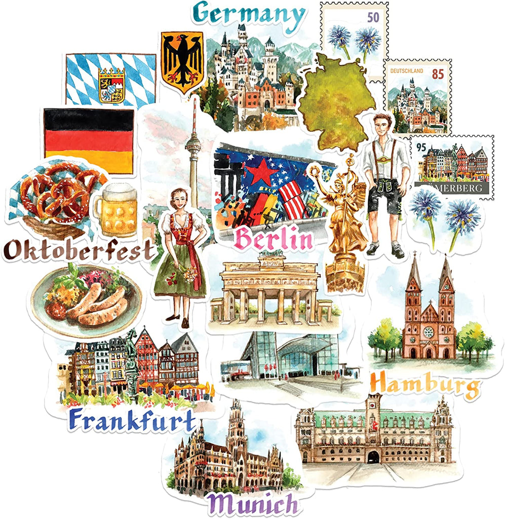 Navy Peony Gorgeous Germany Travel Stickers (29 Pieces)