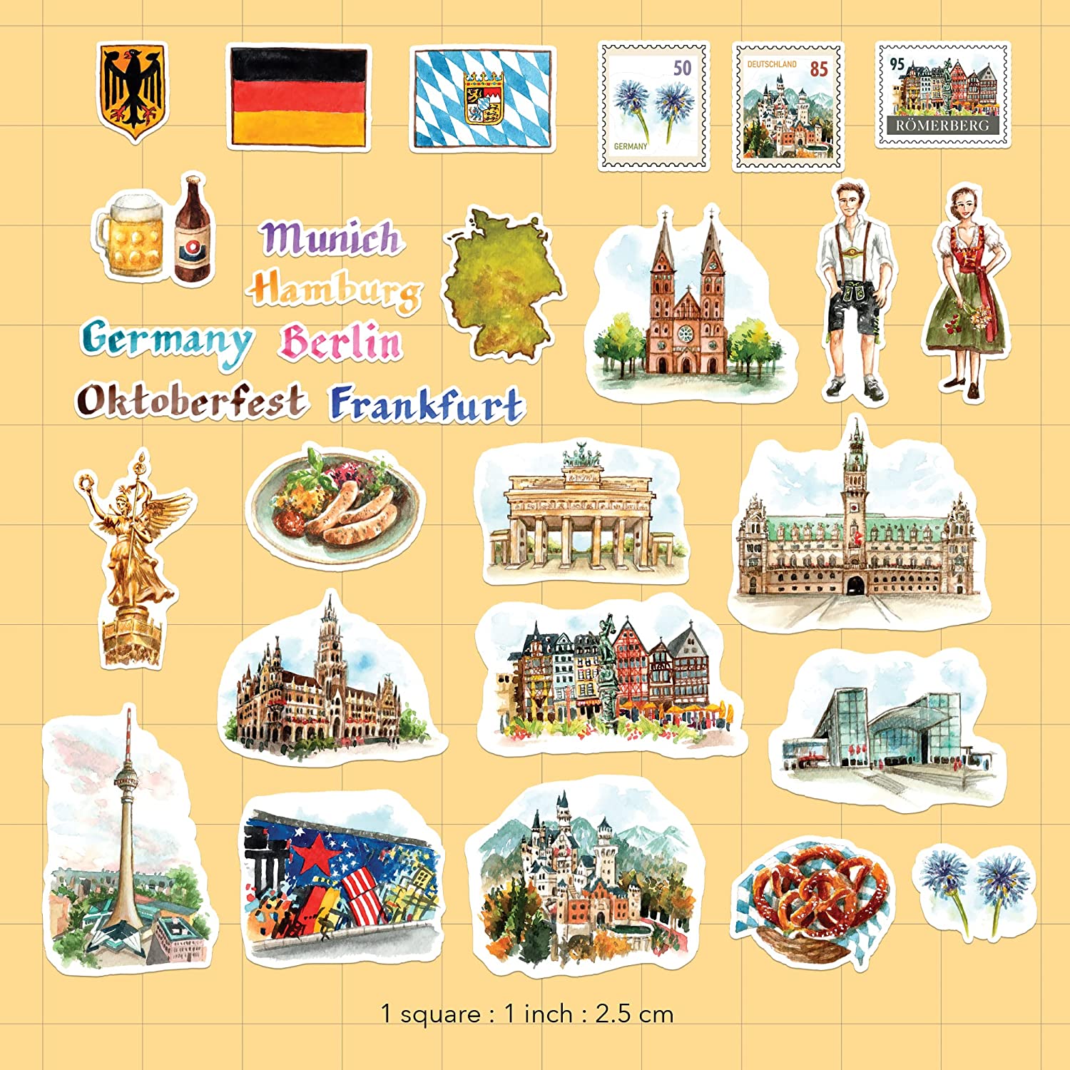 Gorgeous Germany Travel Stickers (29 Pieces)