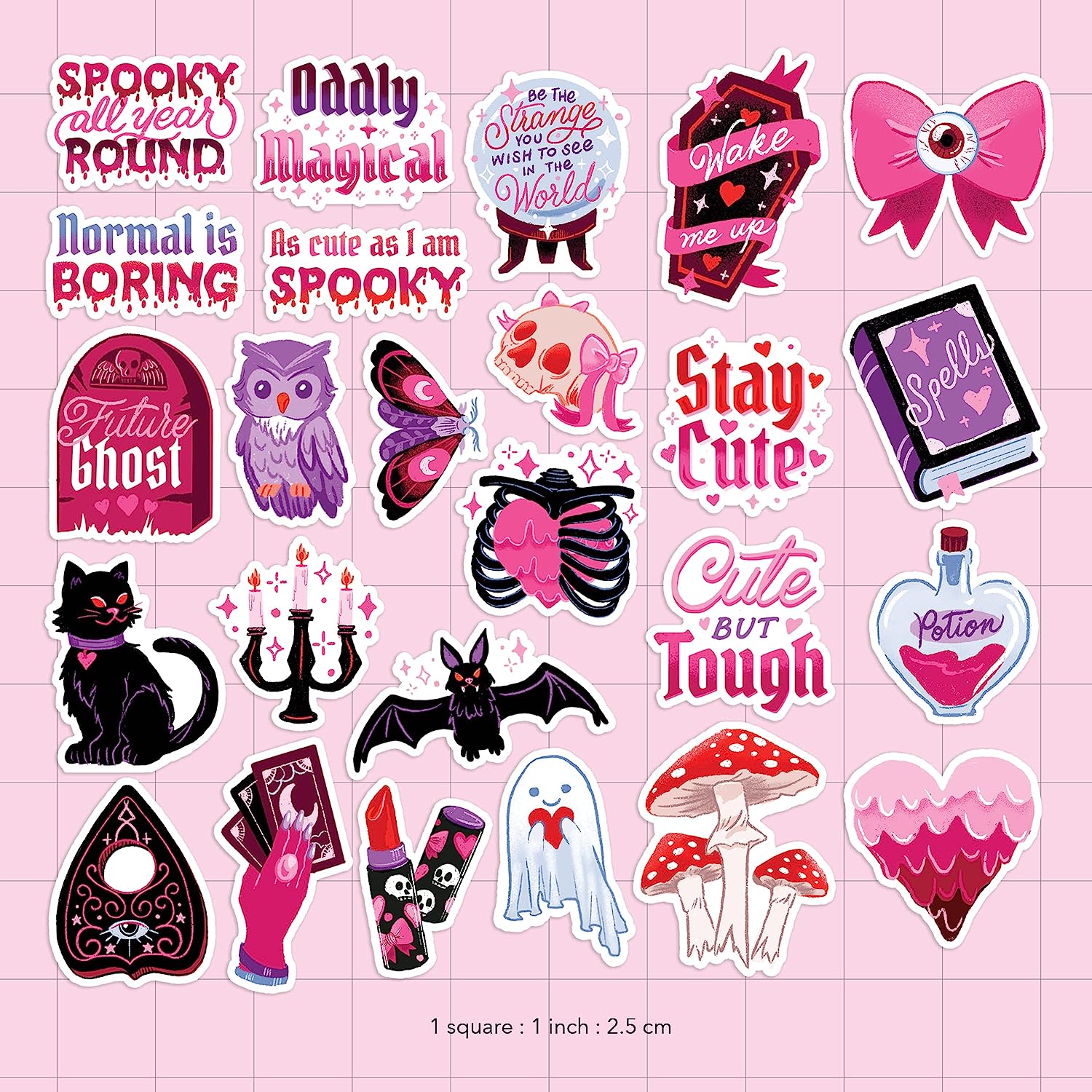 Pastel Cute Gothic Stickers (25 Pieces)