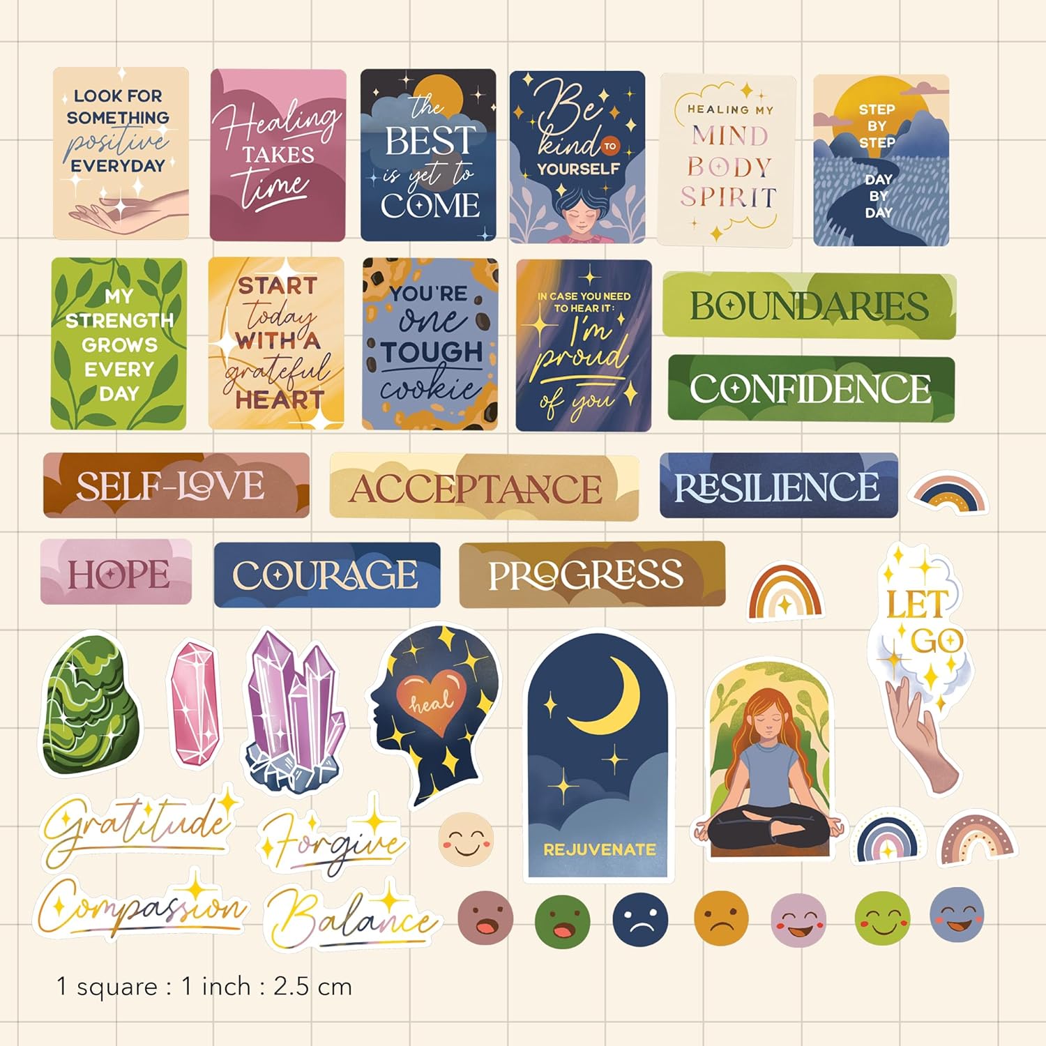 Healing Journey Vision Board Stickers (41 Pieces)