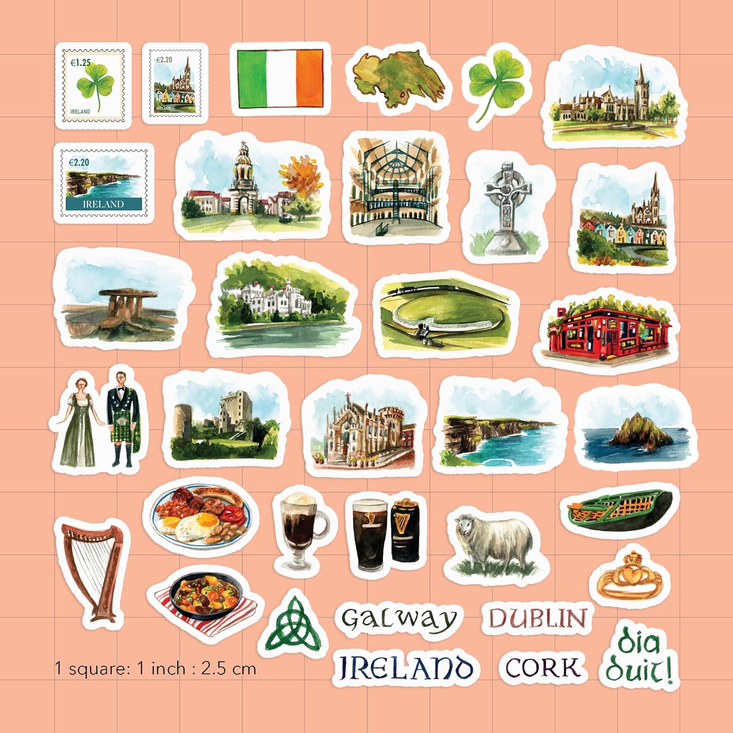 Historic Ireland Travel Stickers (30pcs)