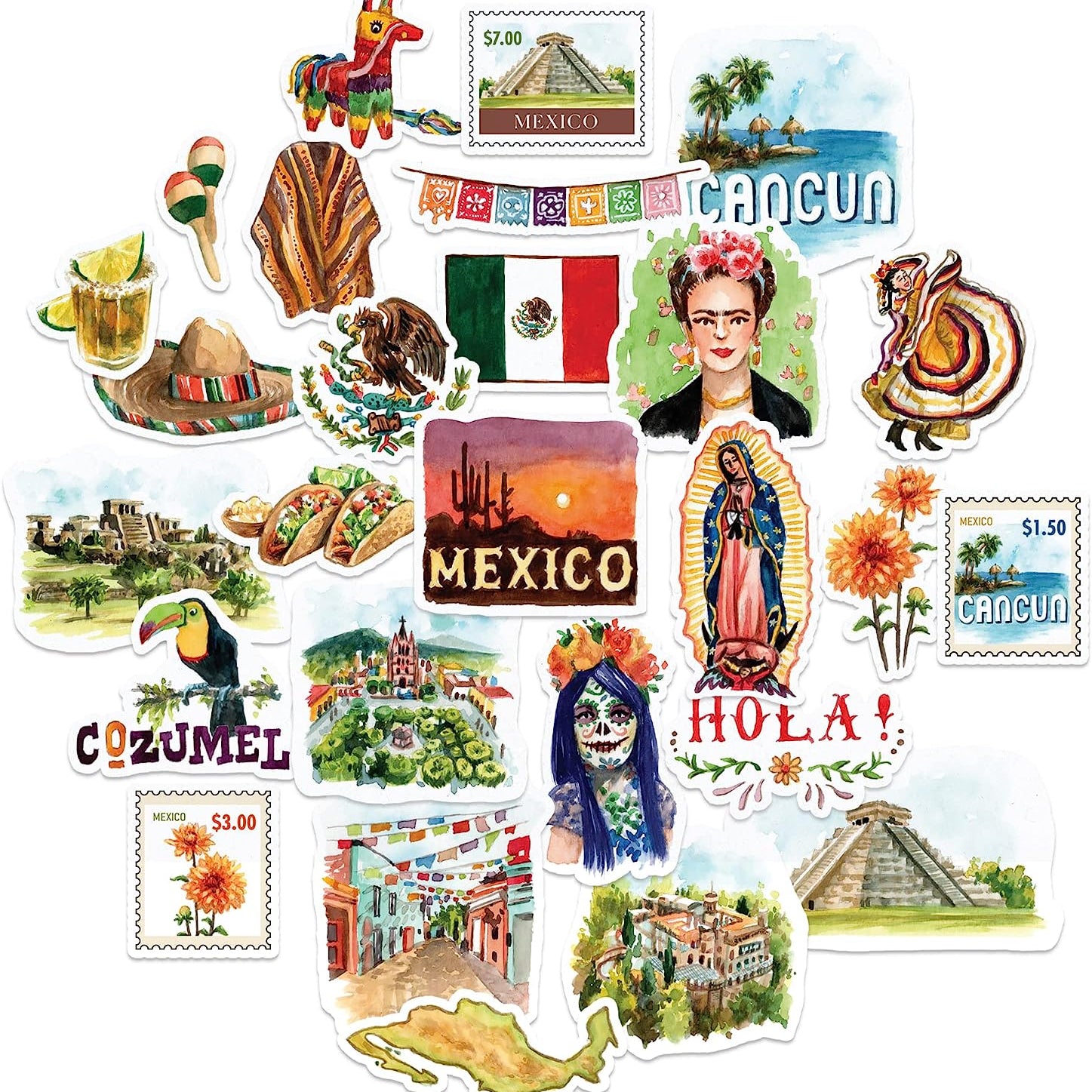 Enchanting Mexico Travel Sticker (27 Pieces)
