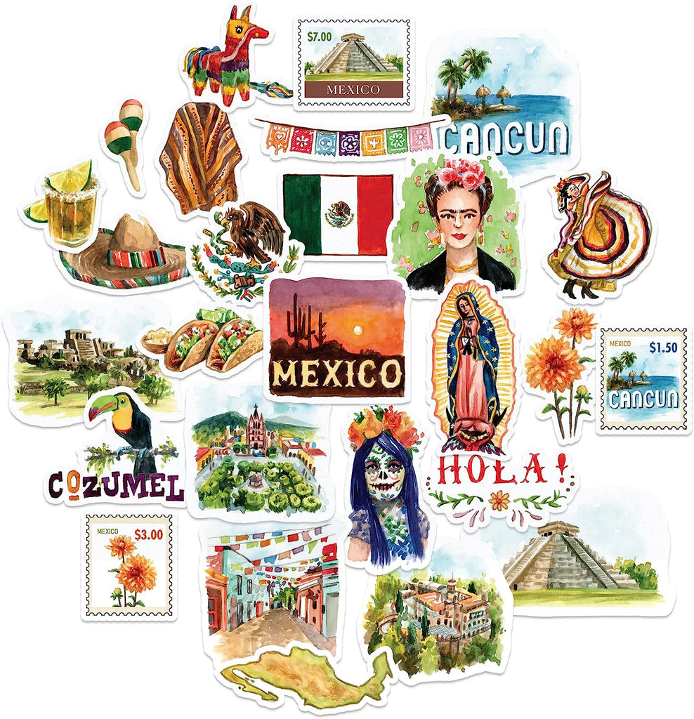 Navy Peony Enchanting Mexico Travel Sticker (27 Pieces)