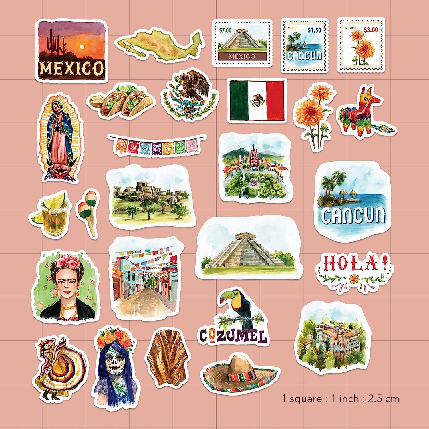 Enchanting Mexico Travel Sticker (27 Pieces)