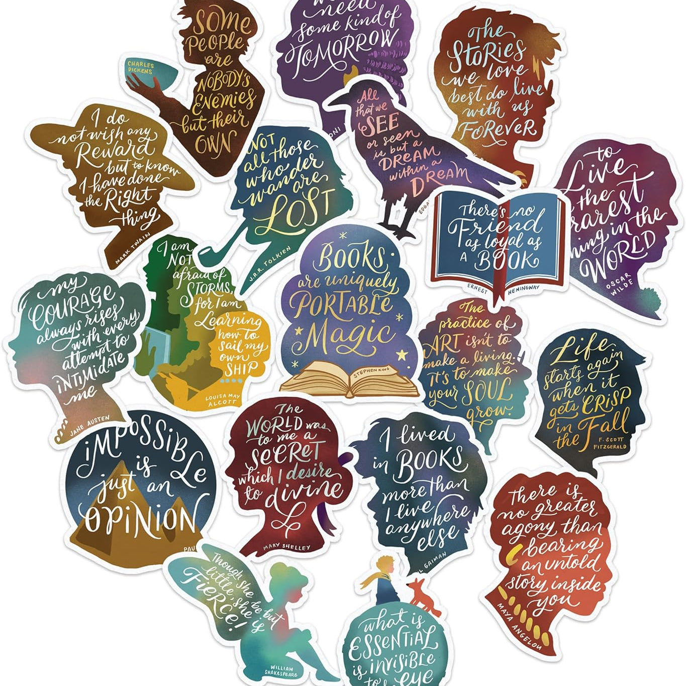 Famous Books Inspirational Quotes by Authors (19pcs)