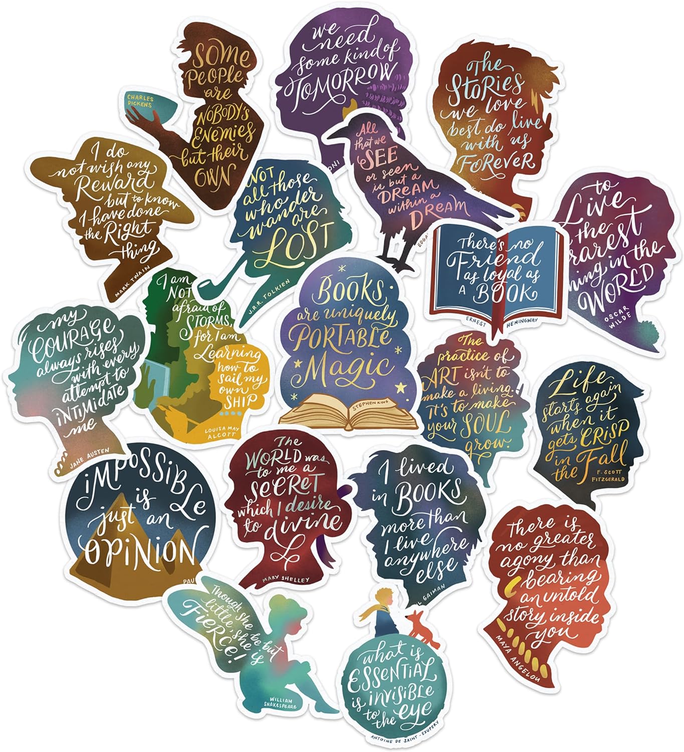 Famous Books Inspirational Quotes by Authors (19pcs)