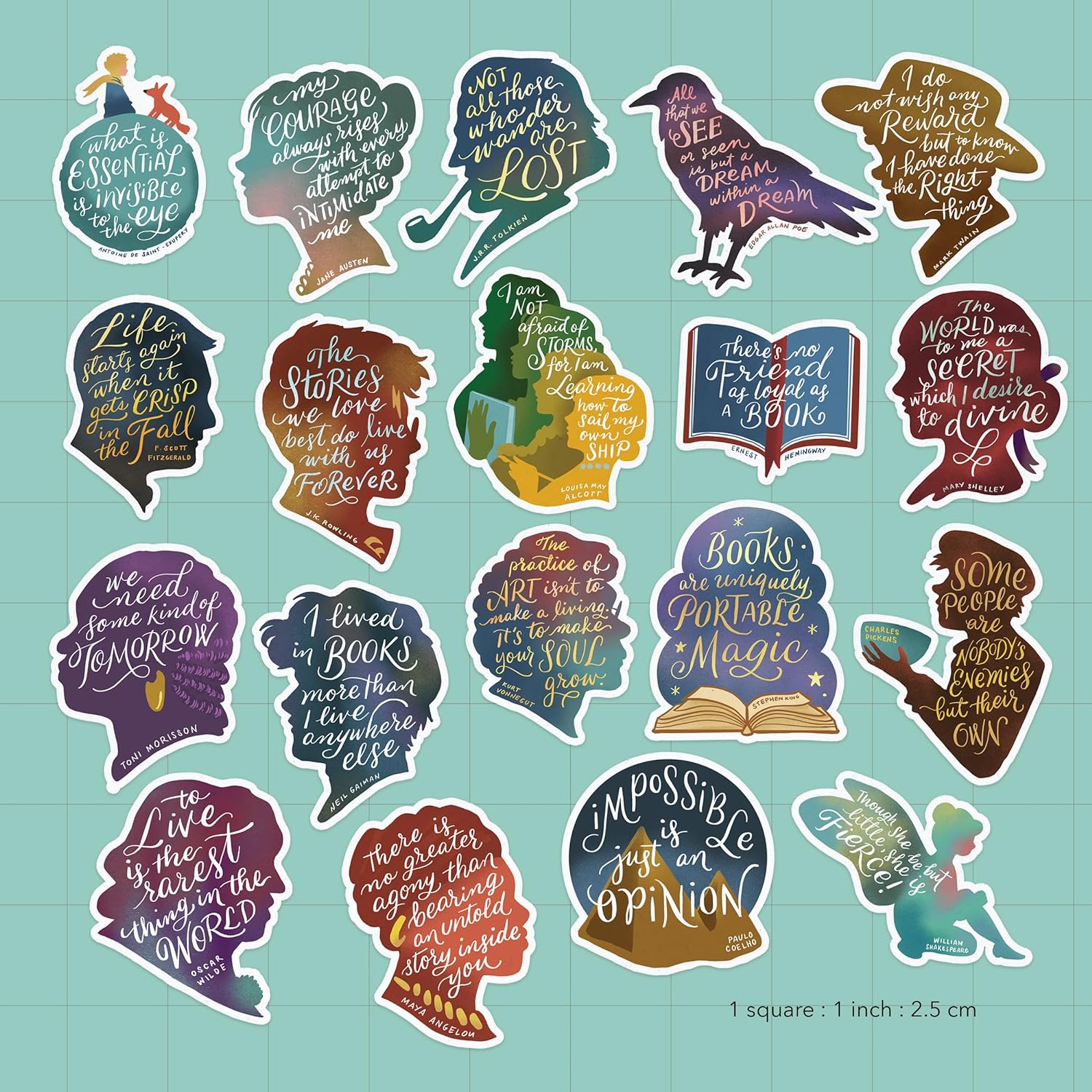 Famous Books Inspirational Quotes by Authors (19pcs)