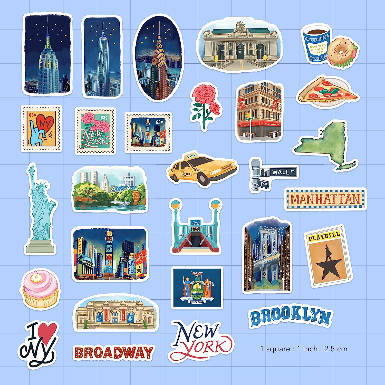 Iconic New York State Travel Stickers (28 Pieces)