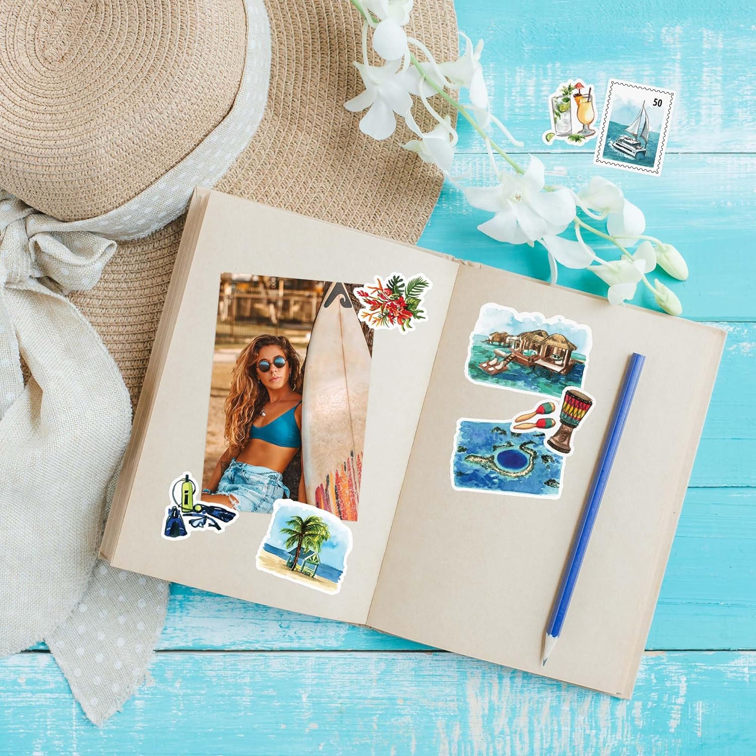 Caribbean Paradise Travel Stickers (31pcs)