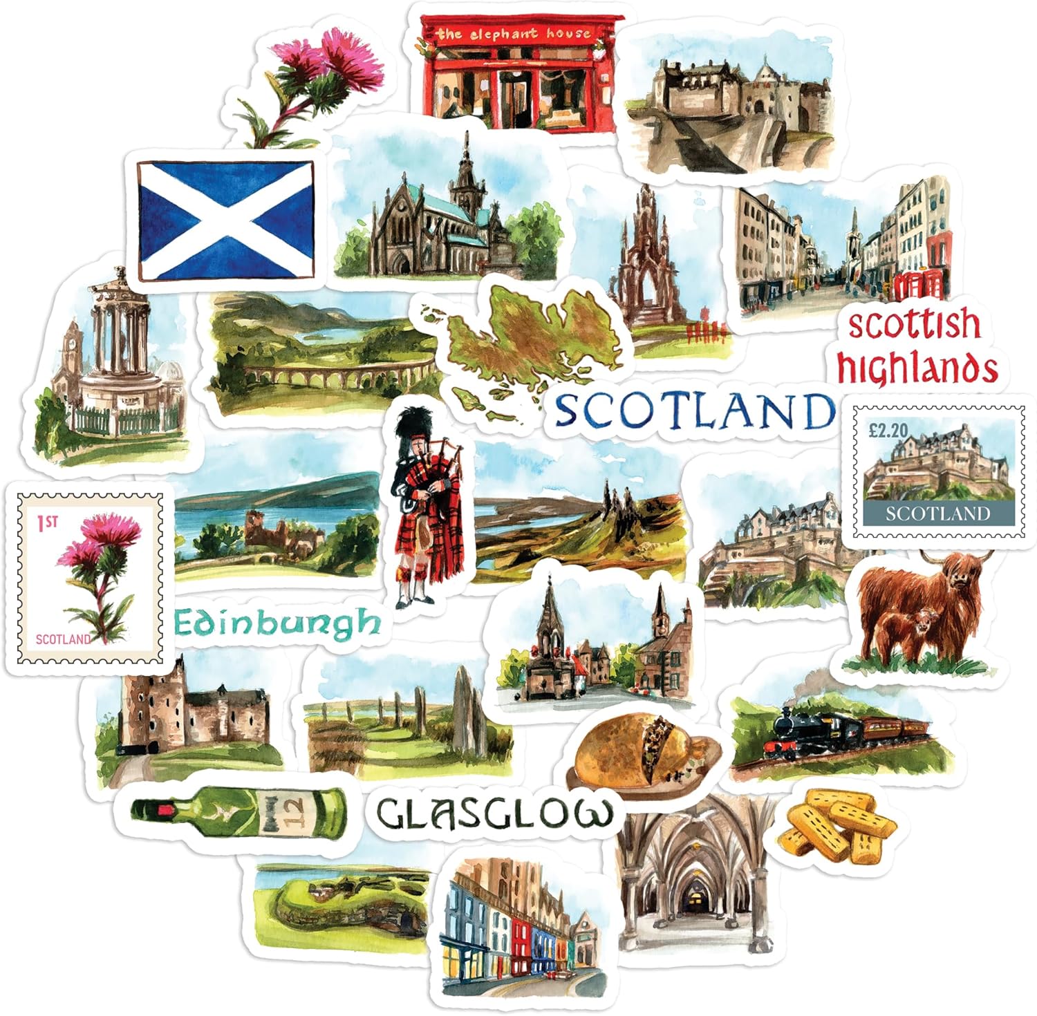 Majestic Scotland Travel Stickers (30pcs)