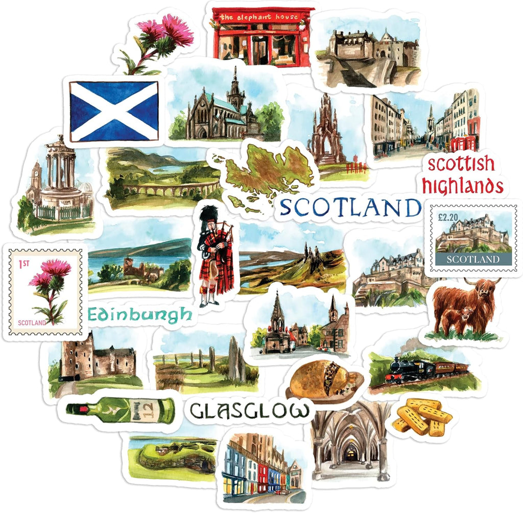 Navy Peony Majestic Scotland Travel Stickers (30pcs)
