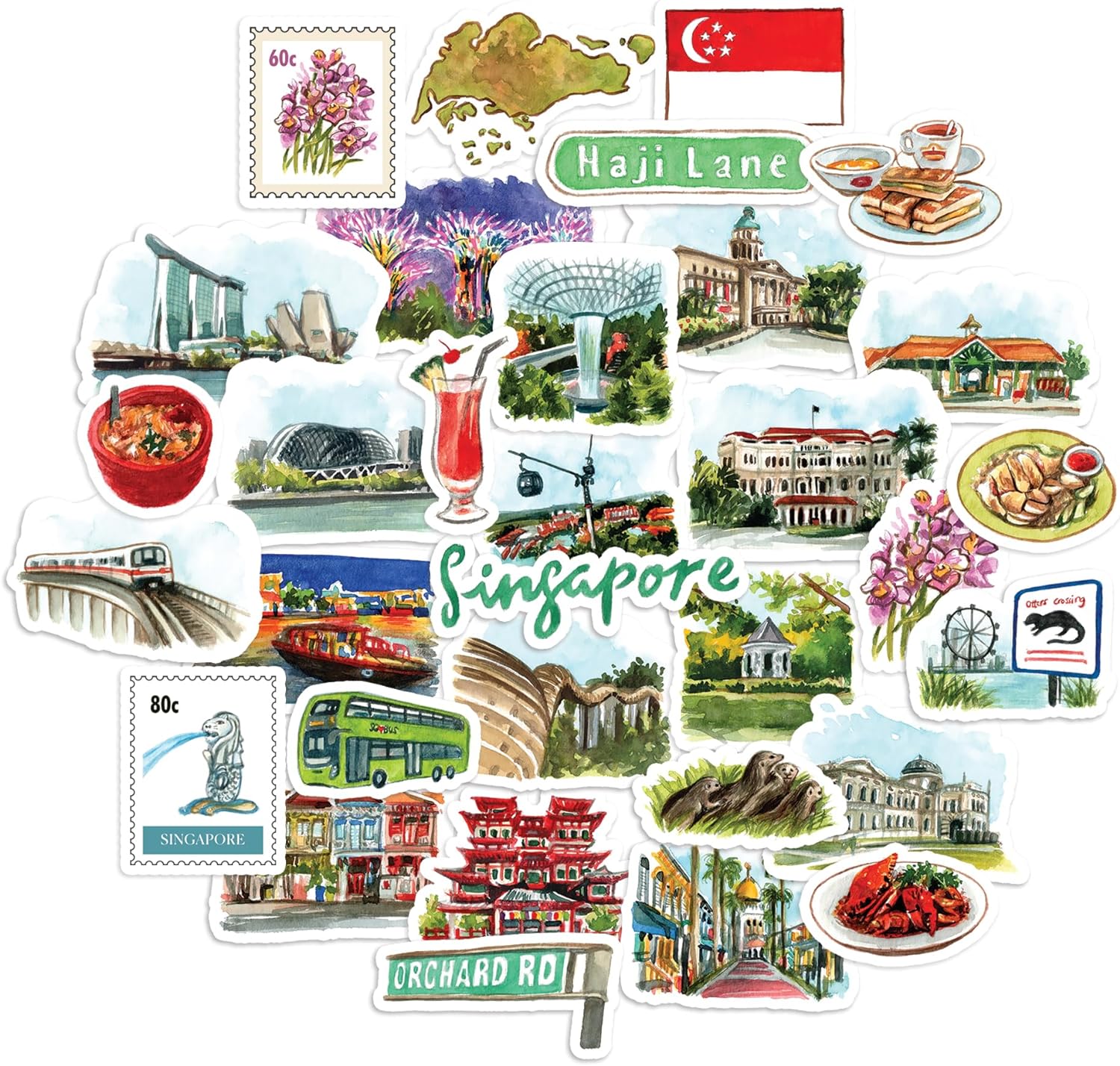 Sunny Singapore Travel Stickers (32pcs)