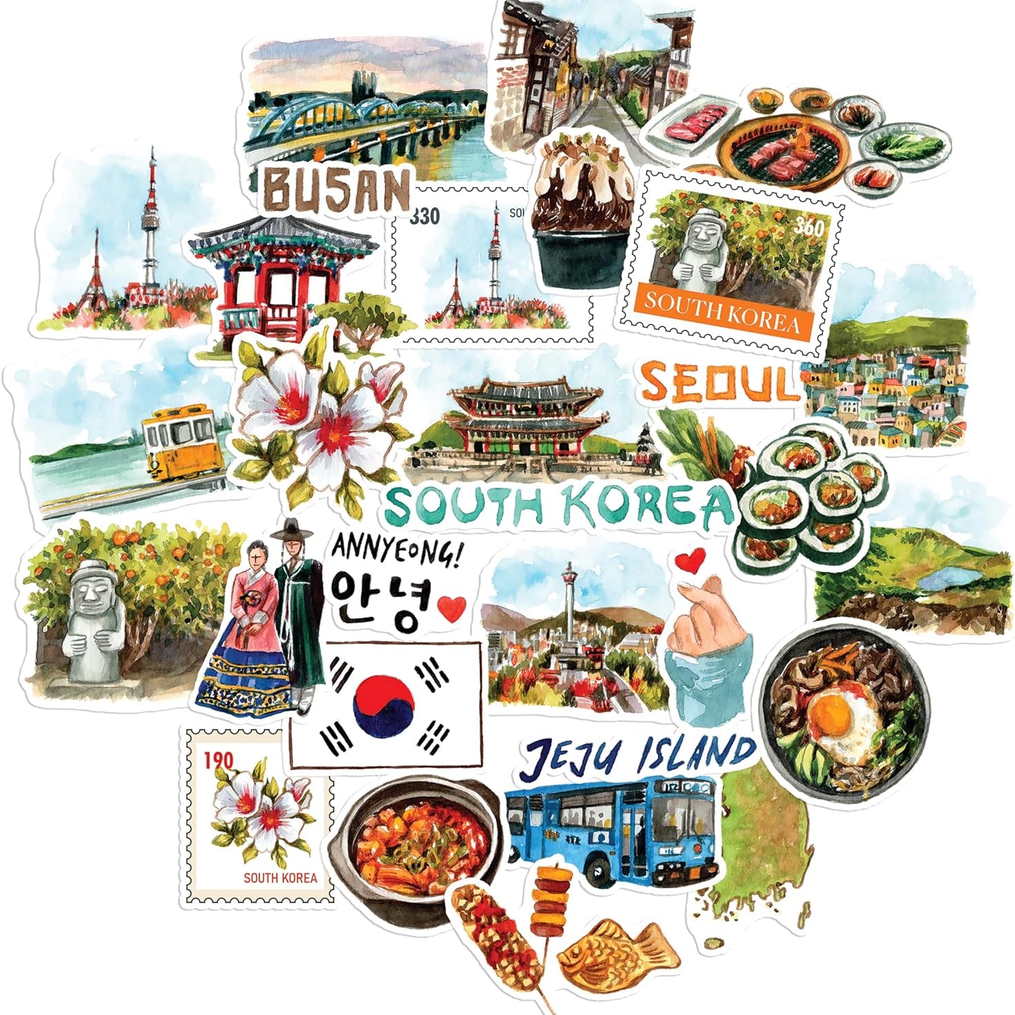 Scenic South Korea Travel Stickers (30pcs)