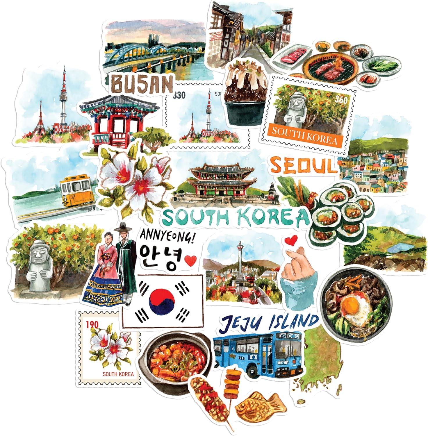 Scenic South Korea Travel Stickers (30pcs)