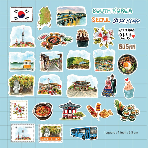Scenic South Korea Travel Stickers (30pcs)