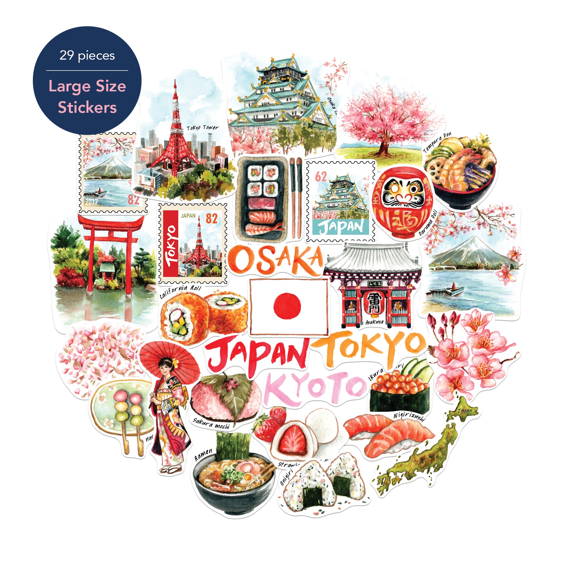 Imperial Japan Large Size Travel Stickers (29pcs)