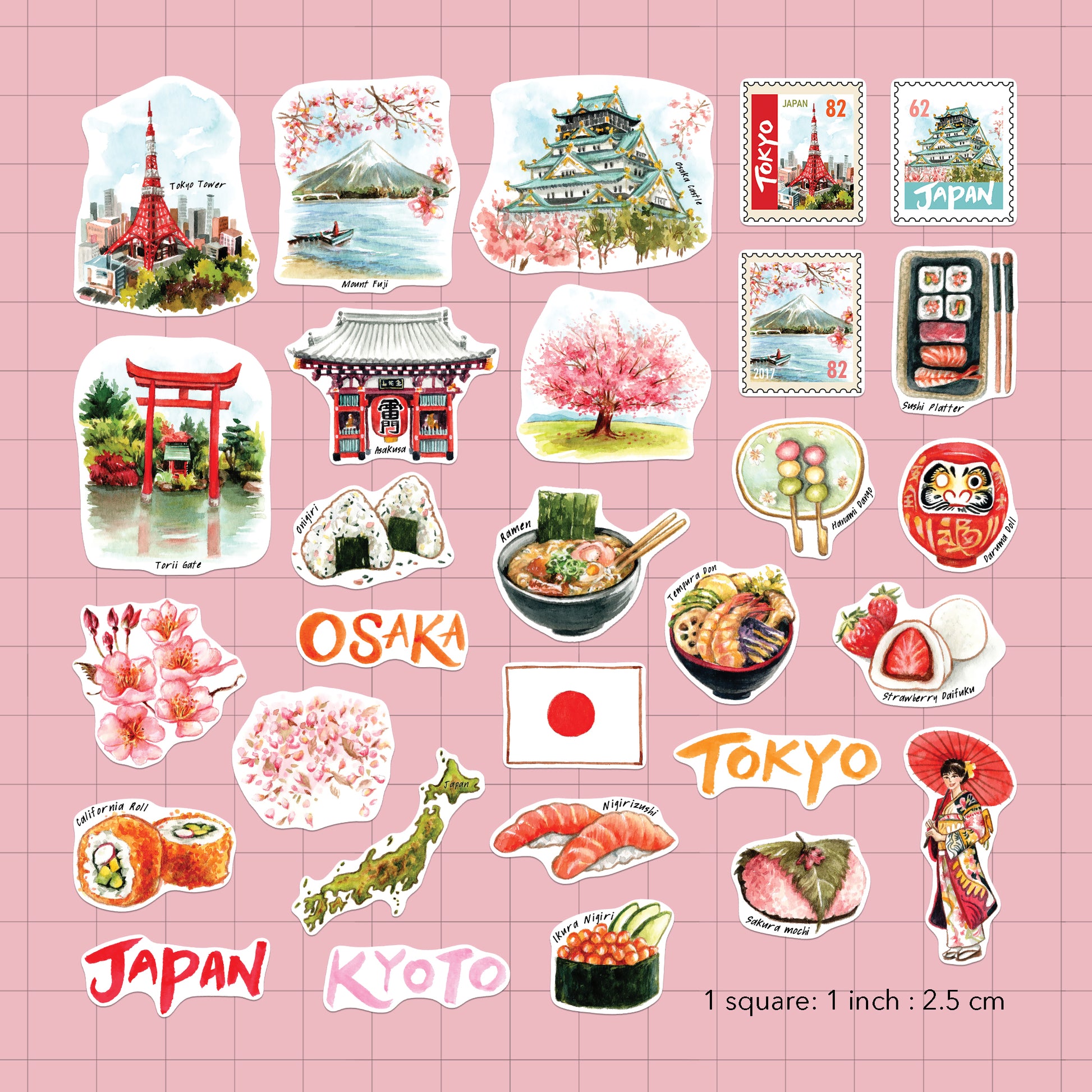 Imperial Japan Large Size Travel Stickers (29pcs)
