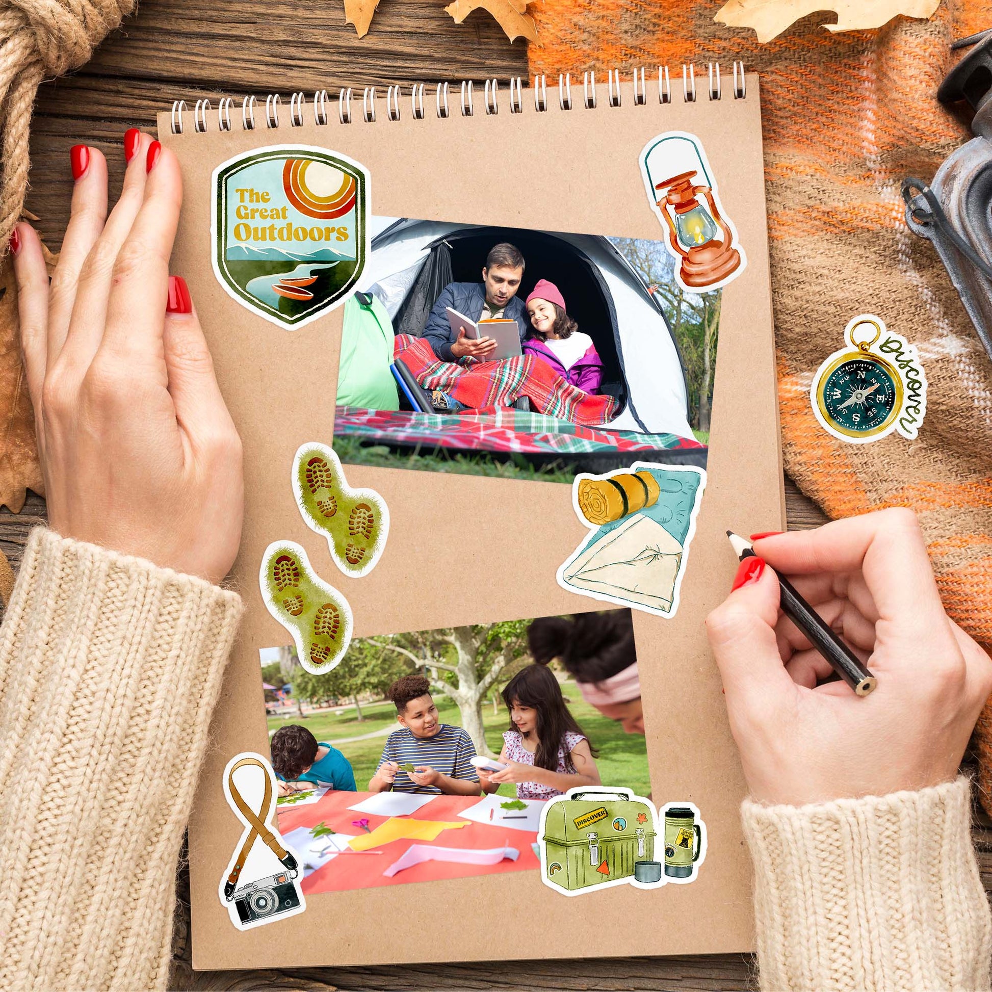 Summer Outdoorsy Adventure Camping Stickers (29 Pieces)