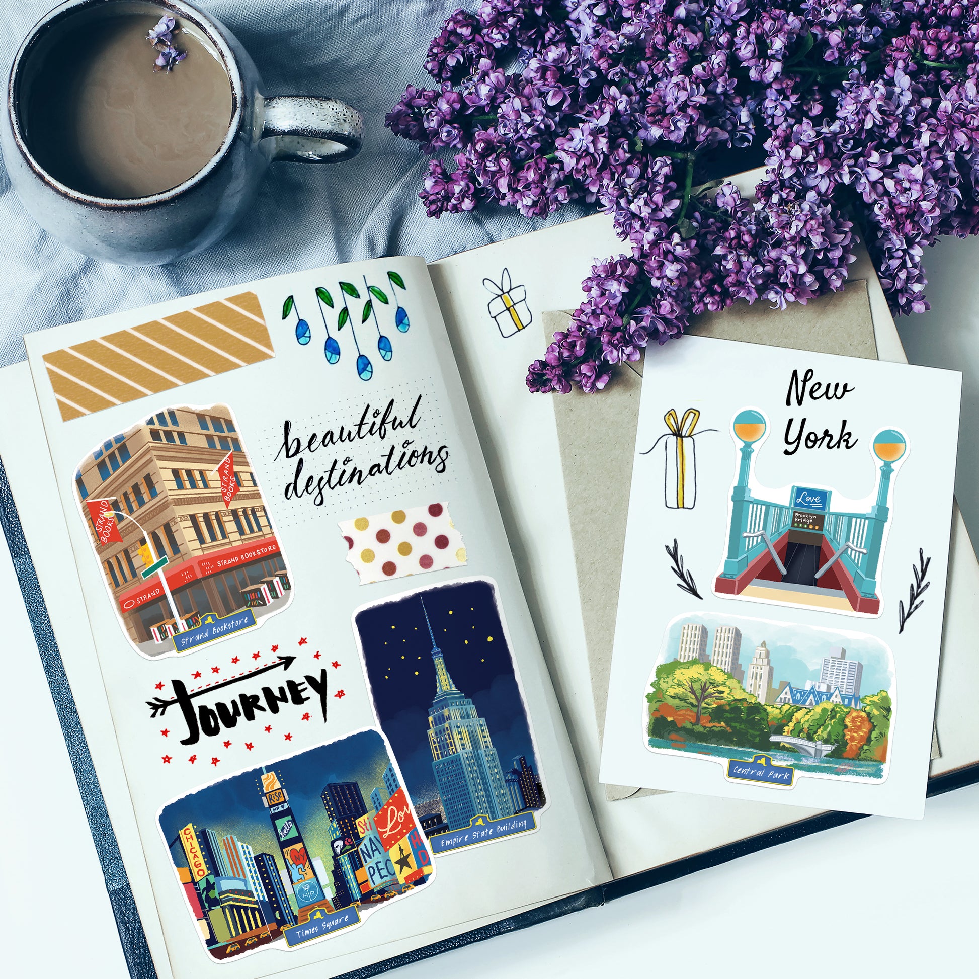 Iconic New York State Large Size Travel Stickers (28pcs)