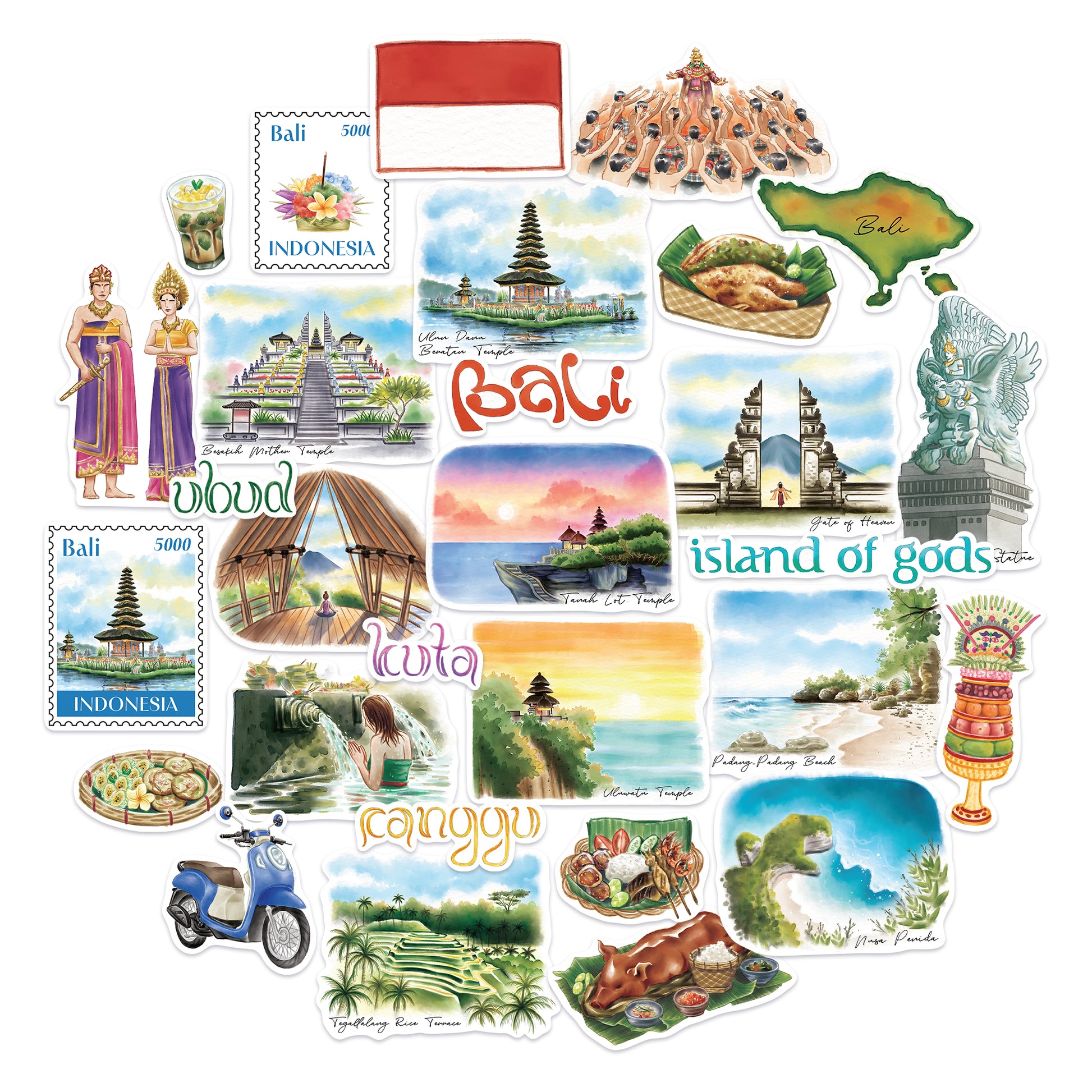 Spiritual Bali Travel Stickers (29pcs)