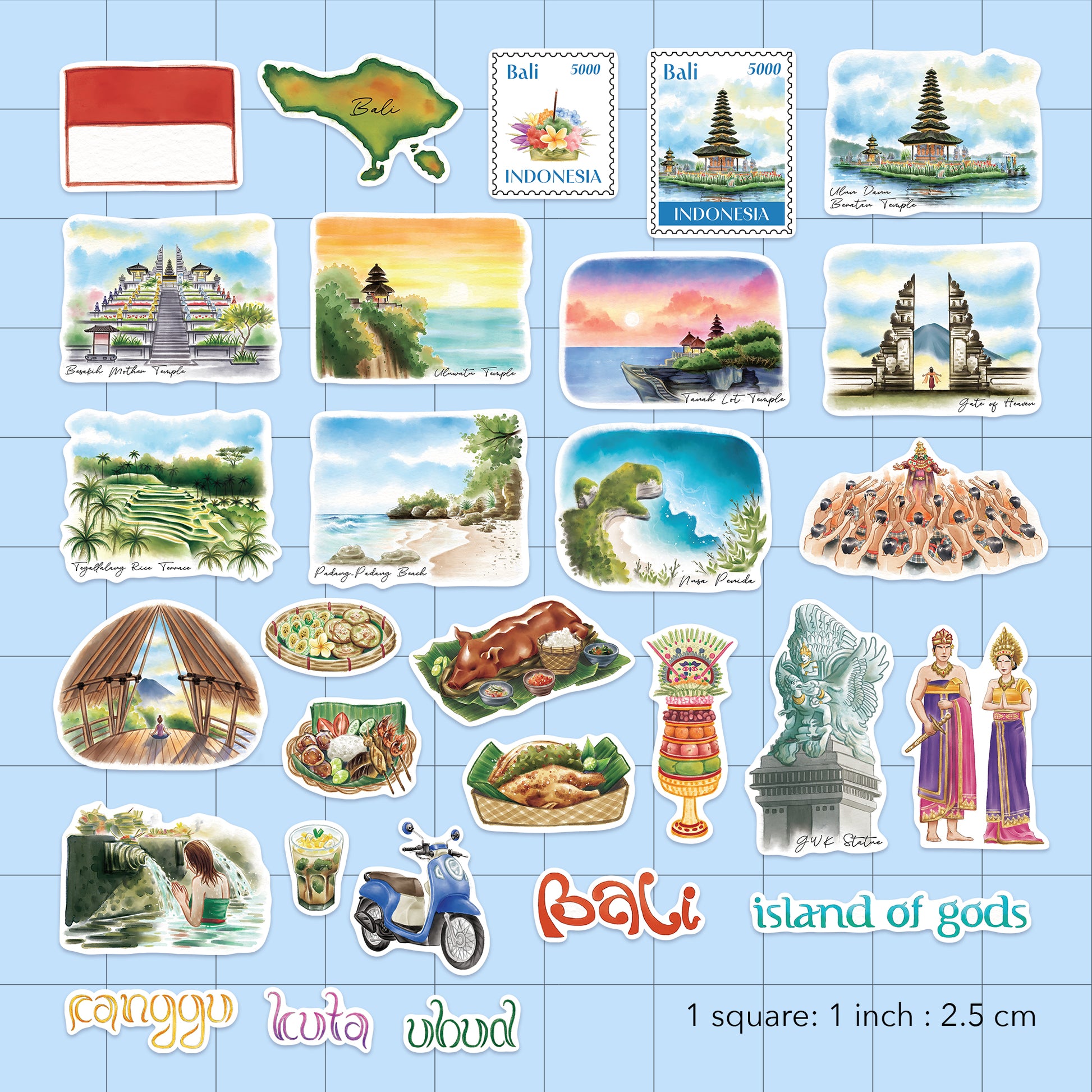 Spiritual Bali Travel Stickers (29pcs)