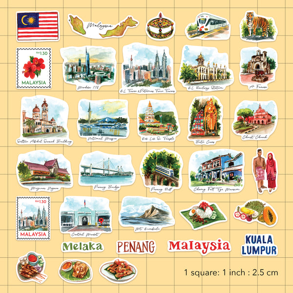 Cultural Malaysia Travel Stickers (32pcs)