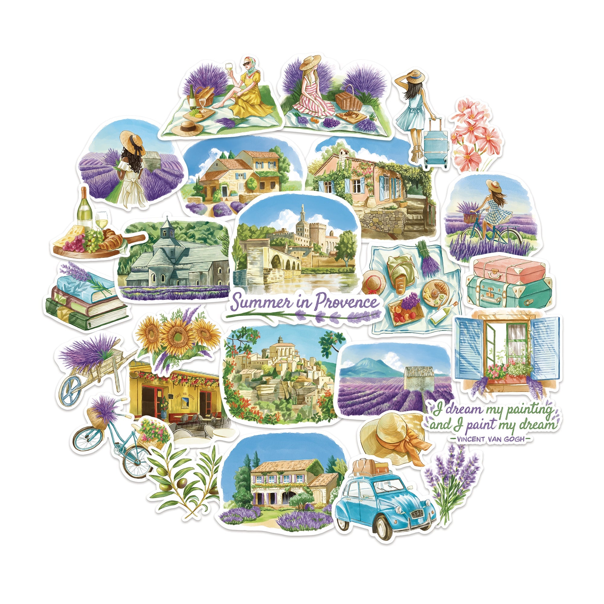 Summer in Provence Travel Stickers (28pcs)