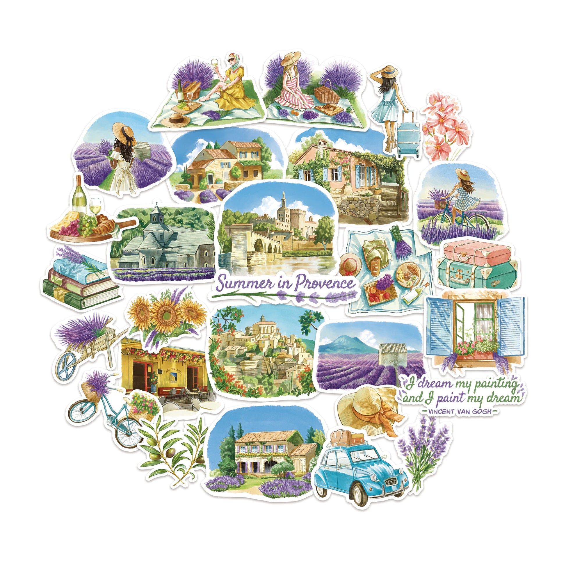 Summer in Provence Travel Stickers (28pcs)