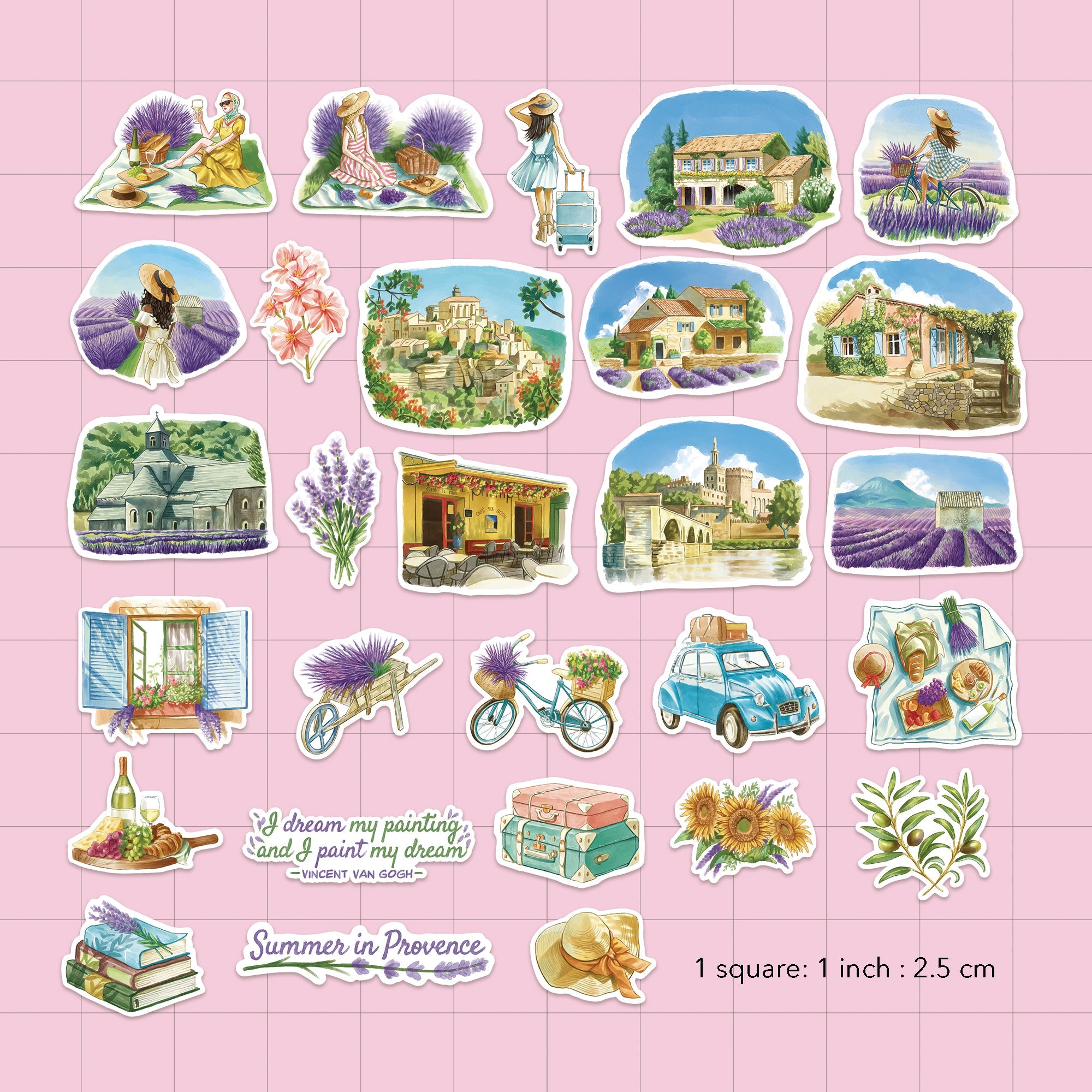 Summer in Provence Travel Stickers (28pcs)